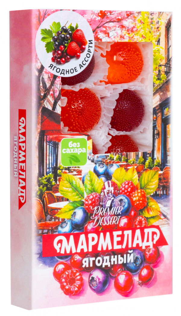 №2 Мармелад Премиум Десерт ЯГОДНЫЙ (клюква, смородина,клубника) 200г в Магнитогорске