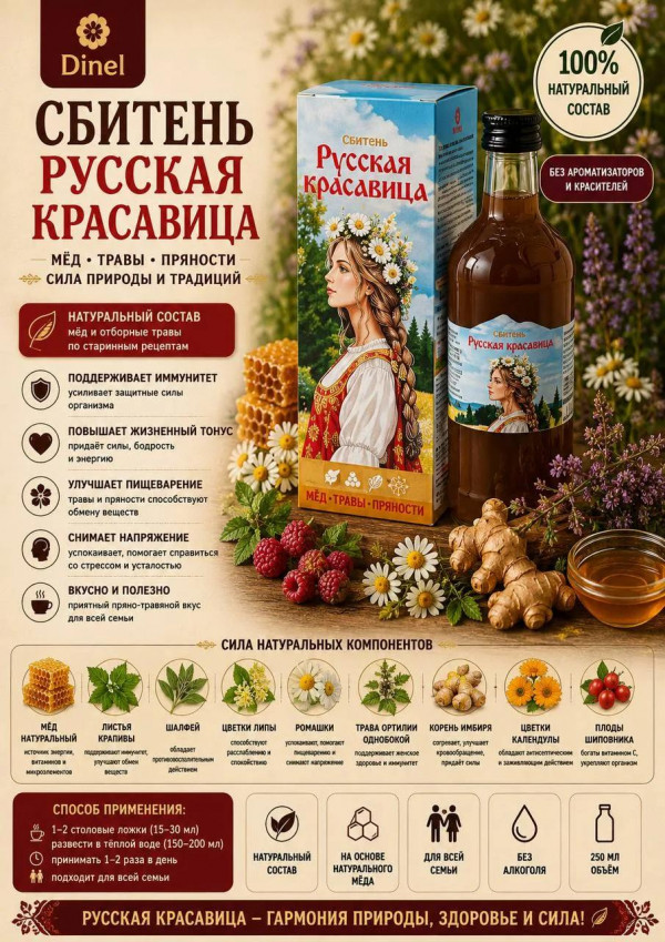 №3 Сбитень Русская красавица, 250мл в Магнитогорске