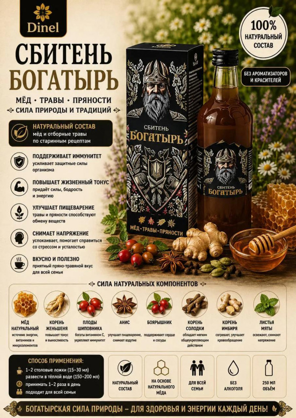 №3 Сбитень Богатырь, 250мл  в Магнитогорске