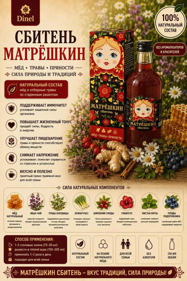 №3 Сбитень Матрёшкин, 250мл  в Магнитогорске